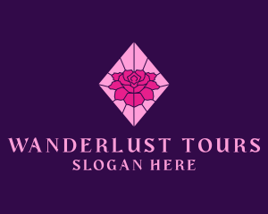 Pink Rose Stained Glass logo design