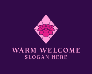 Pink Rose Stained Glass logo design