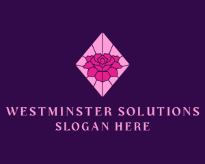 Pink Rose Stained Glass logo design