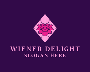 Pink Rose Stained Glass logo design