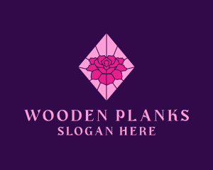 Pink Rose Stained Glass logo design