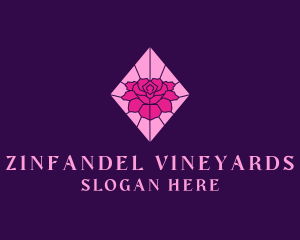 Pink Rose Stained Glass logo design