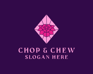 Pink Rose Stained Glass logo design