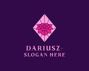 Pink Rose Stained Glass logo design