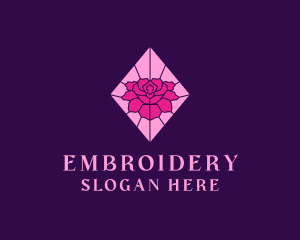 Pink Rose Stained Glass logo design