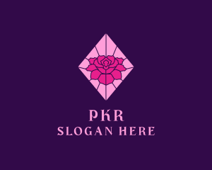 Pink Rose Stained Glass logo design