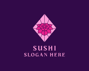 Pink Rose Stained Glass logo design