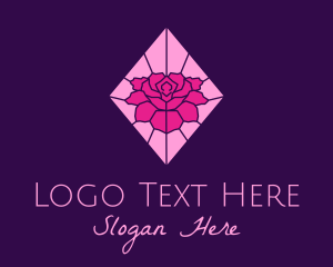 Bloom - Pink Rose Stained Glass logo design