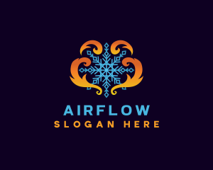 HVAC Fire Ice Snowflake logo design