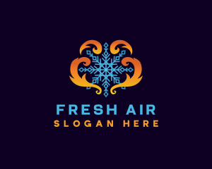 HVAC Fire Ice Snowflake logo design