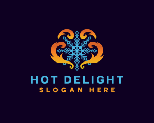 HVAC Fire Ice Snowflake logo design