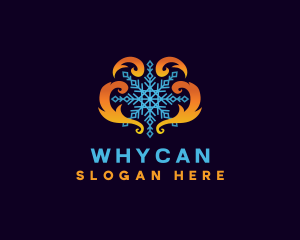 Temperature - HVAC Fire Ice Snowflake logo design