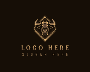Cow - Bull Ranch Horn logo design