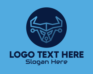 Horn - Blue Bull Network Technology Animal logo design