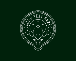 Wild - Elegant Deer Monoline logo design