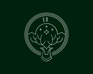 Antler - Elegant Deer Monoline logo design