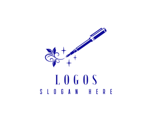 School Material - Creative Calligraphy Pen logo design