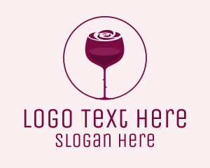 Celebration - Rose Wine Glass logo design