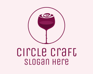 Rose Wine Glass logo design