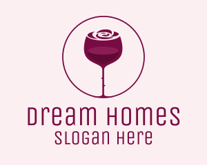 Wine Store - Rose Wine Glass logo design