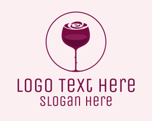 Pub - Rose Wine Glass logo design