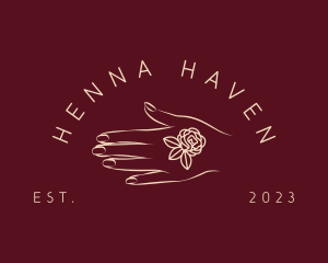 Henna - Hand Flower Tattoo logo design