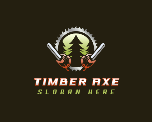 Chainsaw Logging Lumber logo design