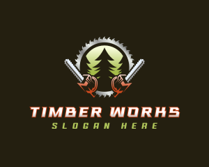 Chainsaw Logging Lumber logo design