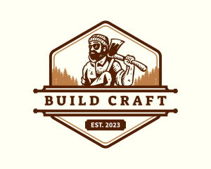 Woodwork Lumberjack Axe logo design