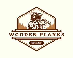 Woodwork Lumberjack Axe logo design