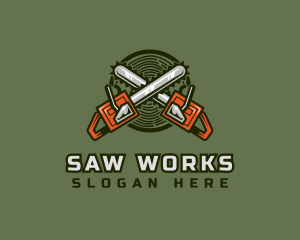 Chainsaw Lumberjack Woodwork logo design