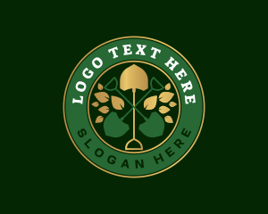 Shovel Landscaping Leaf Logo
