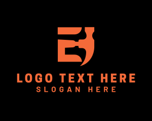 Initial - Hammer Letter E logo design