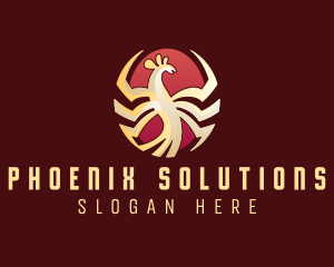 Gold Phoenix Bird logo design