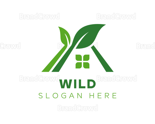Green Natural Leaf House Logo
