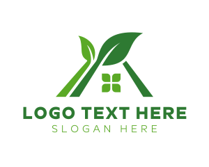 Roof - Green Natural Leaf House logo design