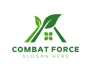 Green Natural Leaf House Logo