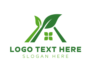 Greenhouse - Green Natural Leaf House logo design