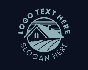 Rental - House Roof Lawn Emblem logo design