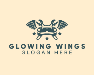 Car Wrench Wings logo design