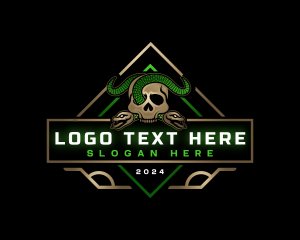 Luxury - Skull Serpent Snake logo design