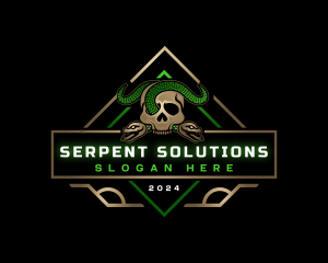 Skull Serpent Snake logo design