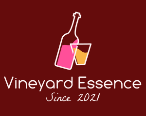 Wine Bottle & Glass logo design