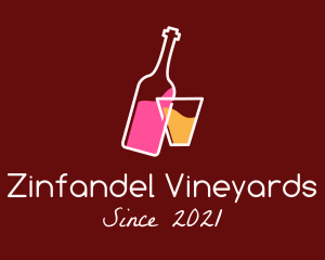 Wine Bottle & Glass logo design