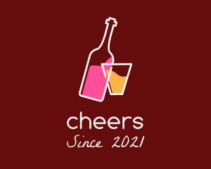 Wine Bottle & Glass logo design