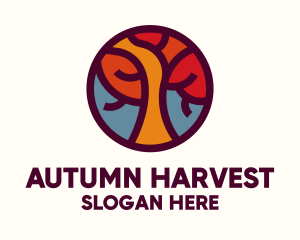 Mosaic Autumn Tree  logo design