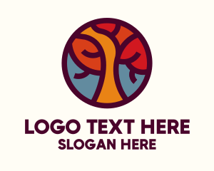 Logging - Mosaic Autumn Tree logo design