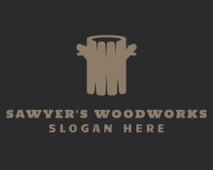 Brown Log Lumberjack logo design