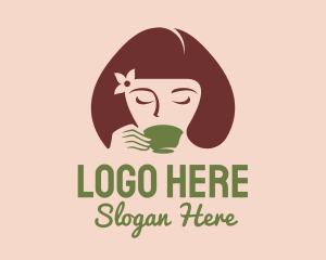 Cafe Coffee Tea Woman logo design