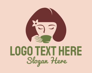 Relaxing - Cafe Coffee Tea Woman logo design